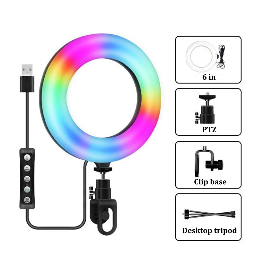 Anello Luminoso da Tavolo da 10" con Treppiede e Supporto del Telefono e Telecomando, Sincronizzazione con la Musica, per Video Youtube, Vlog, Trucco, Fotocamera, 2pcs