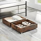 TIOPGHAD Under Bed Storage with Wheels, 2-Pack Under Bed Shoe Storage Organizer Drawer, Composite Wood Organizer for Shoes Clothes Containers in Bedroom for Clothes,Shoes(Brown)