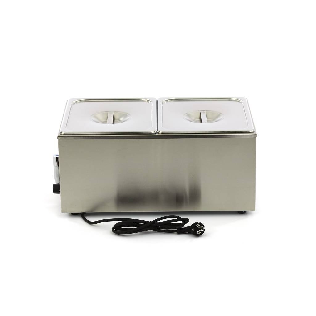 Baño María con grifo incl. 2x 1/2 GNSet Eléctrico - Acero inoxidable - Profesional - Con recipientes Gastronorm - Mantiene la comida caliente