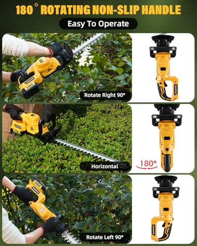 Image of Electric Hedge Trimmer Cordless, Compatible with Dw 20V MAX Battery, Lightweight Hedge Trimmers,3000RPM 180 Rotating Head,3 /4 inch Blade Gap(Battery Not Included)