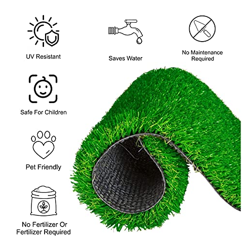 Image of Yellow Weaves Polypropylene 35 Mm High Density Artificial Grass Carpet Mat for Balcony, Lawn, Door(4.5 X 5 Feet), Green