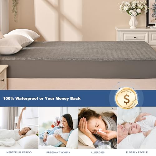 GRT Waterproof Mattress Protector King, Breathable Bamboo Charcoal Fiber Mattress Cover, Noiseless and Odor Free Upgraded Mattress Protector with Double-Barrier Protection, 8"-26" Deep Pocket by GRT - Image 6