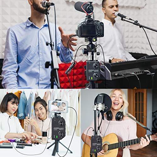 COMICA LINKFLEX.AD3 2-channel XLR/3.5mm Microphone Preamp Mixer with 48V Phantom Power, Real Time Monitor, Guitar Interface Preamp for DSLR Cameras, Camcorders, iPhone,iPad,Mac and Android Smartphones