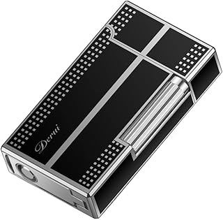 Isqueiro de gás butano ajustável de metal, isqueiro de lanterna recarregável de metal à prova de vento, isqueiro de chama a jato com mostrador de chama ajustável (Color : D)