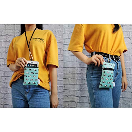 Image of Neoprene Neck Phone Sleeve Bag Pouch w / Clip (Panda Pattern Turquoise)