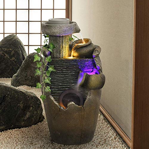Desktop-Brunnen Kreativer Desktop-Brunnen Innenbrunnen Wasserfall Natural Tilt Kettle Fischteich Blumentopf Mit Zerstäuber Und Licht Dekorativer Brunnen (Farbe: A) - Image 8