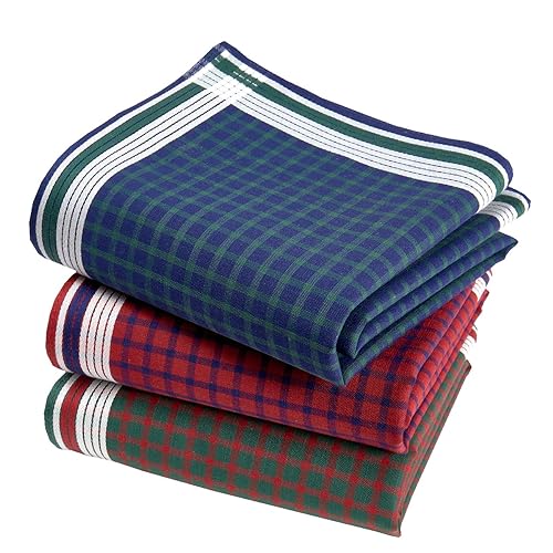 Fazzoletti in Tessuto Uomo Premium 100% Cotone Pettinato - 45 x 45 cm - 3 Pezzi - Modello A15