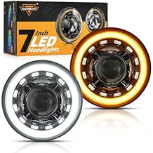 Auxbeam 7 Inch LED Headlights Black H6024 with DRL & Turn Signal & Start-up Gradient Welcome Light Replacement for 1997-2018 Jeep Wrangler JK JKU TJ LJ CJ, DOT Approved Anti-glare 7" Round Headlamps