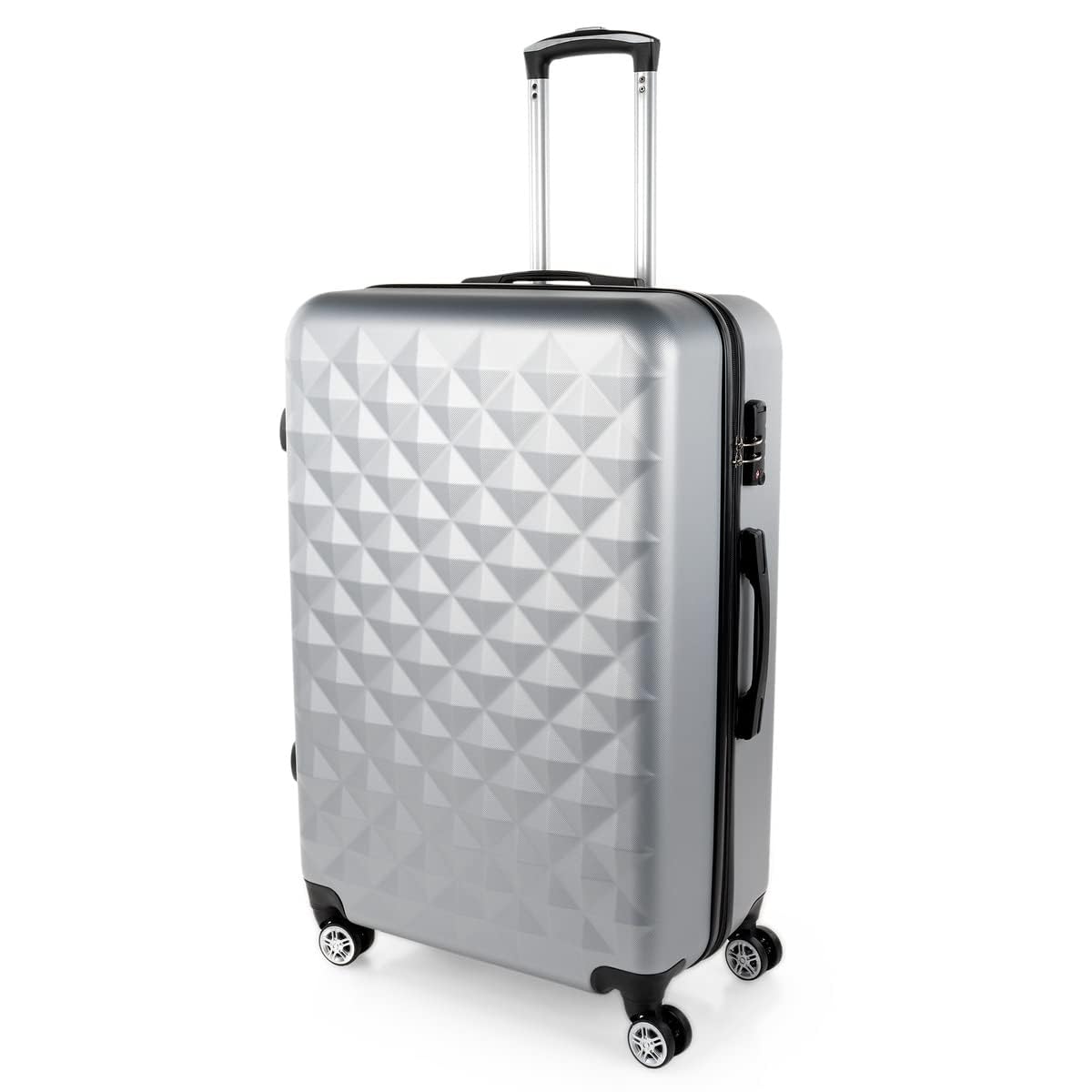 ITACA - Maletas Grandes De Viaje Rígidas Ligeras con 4 Doble Rueda 360° Candado de Combinacion TSA Maleta Grande 23 Kilos Alta Resistencia Maleta XL Duradera, Plata