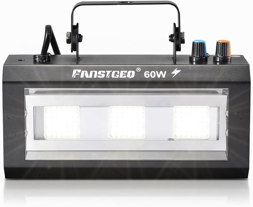 60W White LED Strobe Light Portable Stage Flash Lighting | Sound Activated & Auto Mode, Adjustable Speed & Sensitivity, Equipped with Hook, Perfect for Party Halloween Stage Club