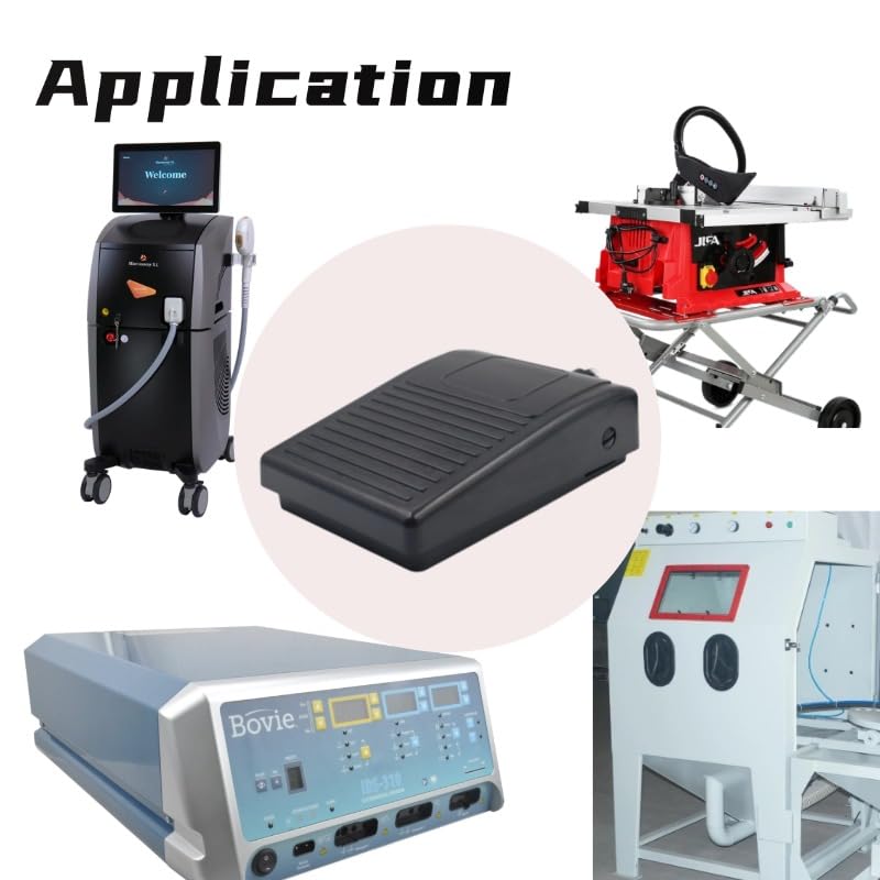6.6ft/2m Pneumatic Air Foot Pedal Switch, Waterproof Foot-Operated Air Switch,Silicone Air Bag & Tube, ABS Housing, >200 mbar Output, for IPL Beauty Devices, Medical Equipment, and Outdoor Equipment.