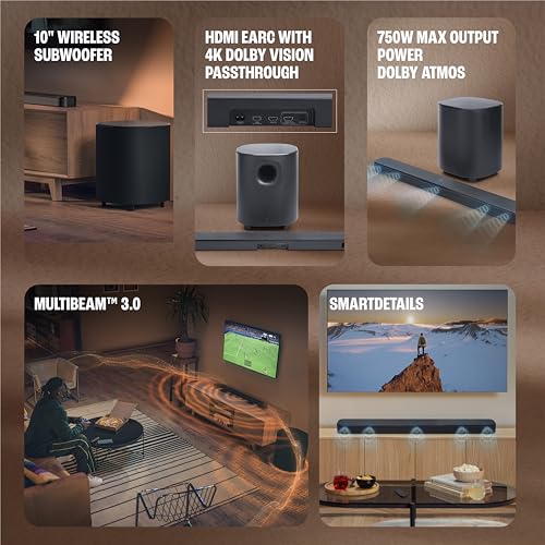 Image of JBL Bar 500 MK2, Dolby Atmos Soundbar with Wireless Subwoofer, 5.1 Channel, 3D Surround, Multibeam, HDMI eARC with 4K Dolby Vision Pass-Through, Bluetooth, Wi-Fi, One App, 750W