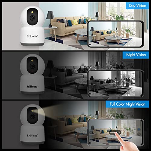 Image of Srihome SH038 5MP IP Camera UHD 2560 * 1920p 2.4G /5G WiFi Indoor Home Security Camera Pan & Tilt Camera 2 Way Talk Coverage Color Night Vision Sleep Mode Motion Detection Supports MicroSD Upto 128GB.