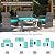 Shintenchi 4 Piece Patio Ratten Set Outdoor Furniture Set Wicker Conversation Set with Cushions and Tempered Glass Tabletop,Blue