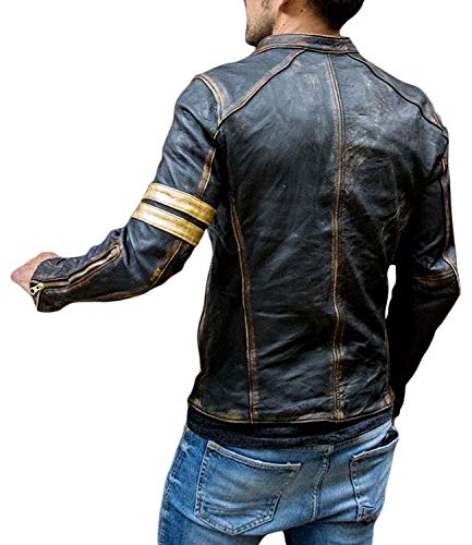 Motorcycle Black Leather Jacket Men - Vintage Biker Cafe Racer Real Lambskin Black Mens Motorcycle Jackets4