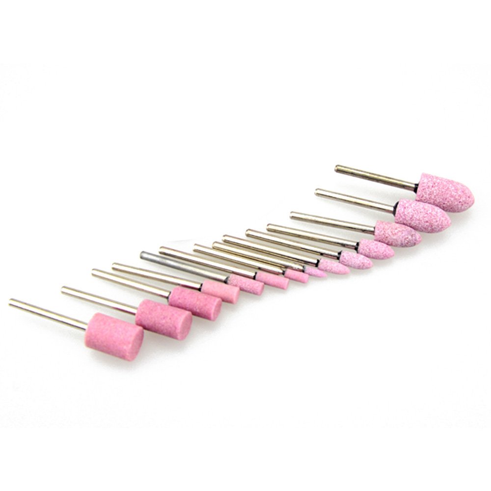 10PCS multifunzione mandrino montato Polish Grind pietra abrasiva testa per utensile rotante (cono/cilindro, 3/4/5/6/8/10/12 mm), cylinder 3mm, pink +silver, 10