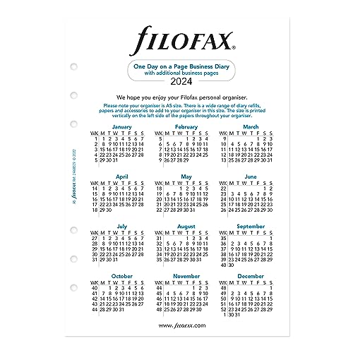 Filofax A5 Business Day Per Page English Appointments Diary - 2024, White - Image 2