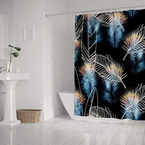 Rideau de douche robuste plumes motif 2 finitions soignées - 3
