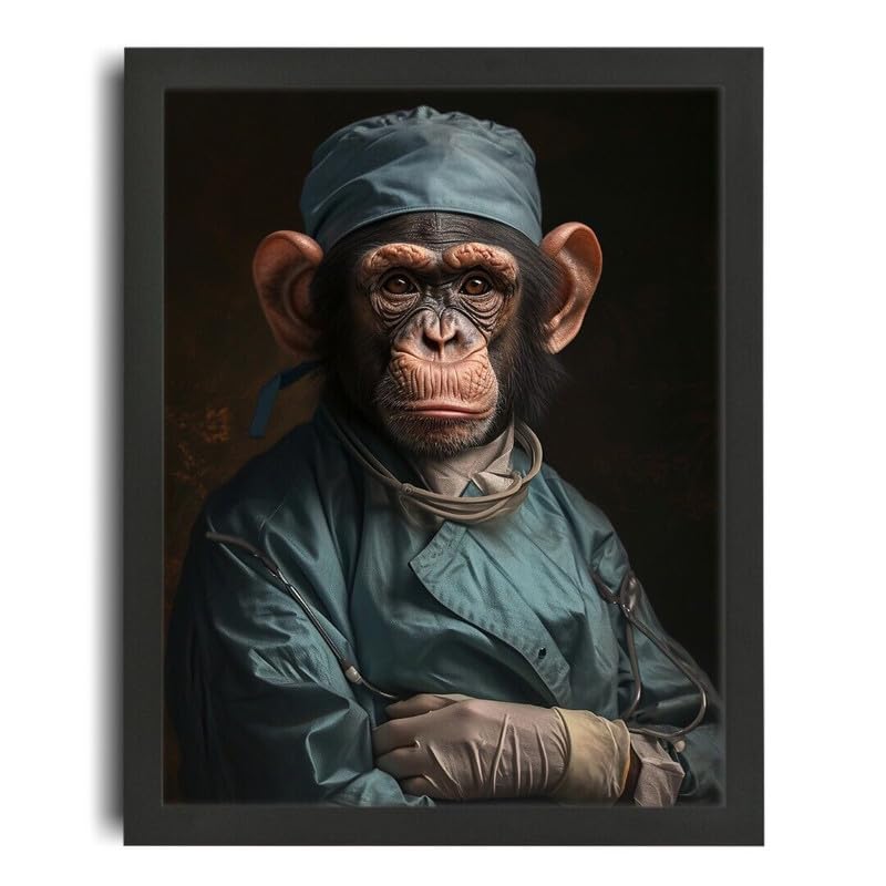 Tableau Singe Chimpanzé Docteur Poster A0 sur Toile pour Décoration Murale Inspirante