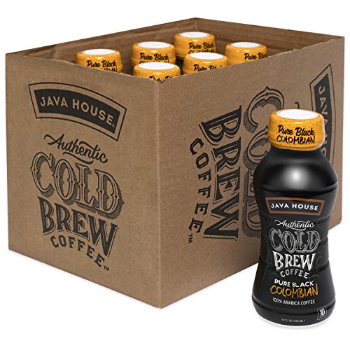 JAVA HOUSE Authentic Cold Brew Coffee, Ready To Drink, Colombian Black, 10 Fluid Ounces (Pack of 12)