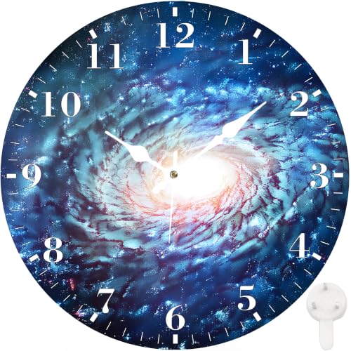 LKMTBKH 12 Silent Wall Clock, Round Wall Clock, Swirl Cosmic Galaxy