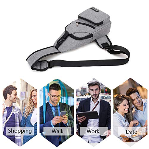 FANDARE Nieuwe Sling Bag Unisex Borst Pack voor Heren/Vrouwen Crossbody Tas met USB, Oortelefoon Gat Een Strap Rugzak… - Image 7