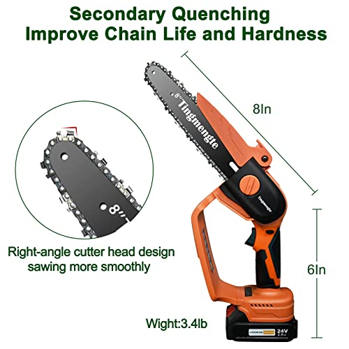 Mini Chainsaw 8 Inch, Cordless Mini Chainsaw Battery Powered With 24V 10000Mah Rechargeable Battery, 3.4Lb One-Hand Use Electric Chainsaw, Handheld Chainsaw For Tree Trimming Wood Cutting #TOP6