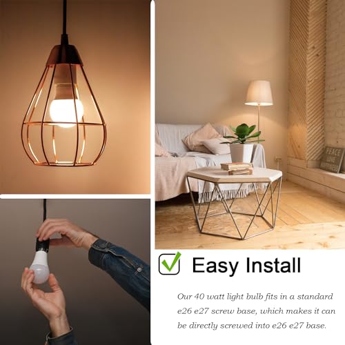 Hanbaak E26 LED Bulb, 40W Equivalent Light Bulb, 6W Medium Base Bulb, Non-Dimmable, Soft White 2700K, 4 Packs — view 3