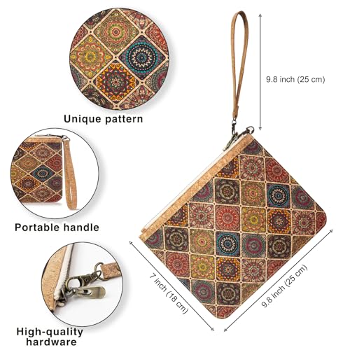 Image of boshiho Natural Cork Clutch Wristlet Wallet Cell Phone Card Holder Coin Purse Bag