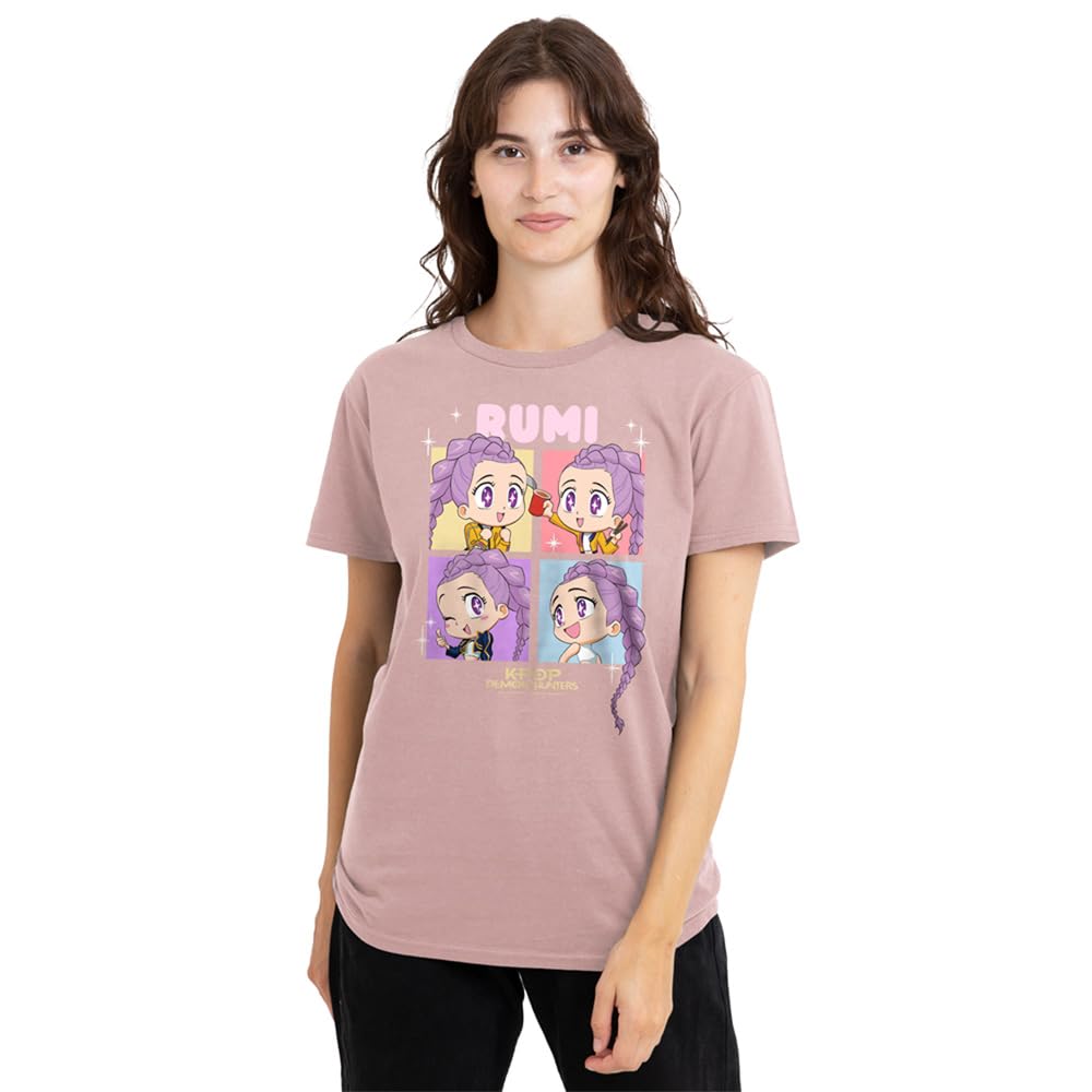 Kpop Demon Hunters Womens Huntrix Rumi Chibi Boxes Ladies T-Shirt, Powder Rose, XXL UK