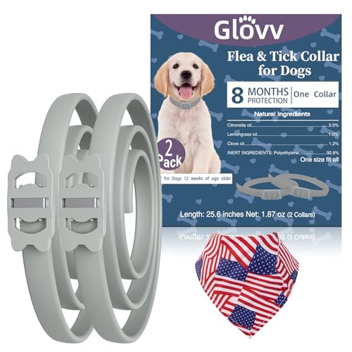 2 Pack Highly Effective Flea Collar for Dogs, Tick Control for Dogs Provides Up to 16 Months of Dog Comfortable Prevention Collars