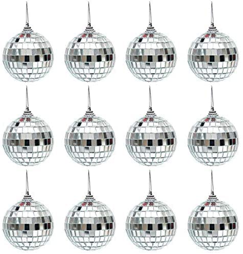 Forty Wings12 Pcs Mirror Disco Christmas Balls Pendent Baubles Tree Hanging Ornaments Christmas Craft