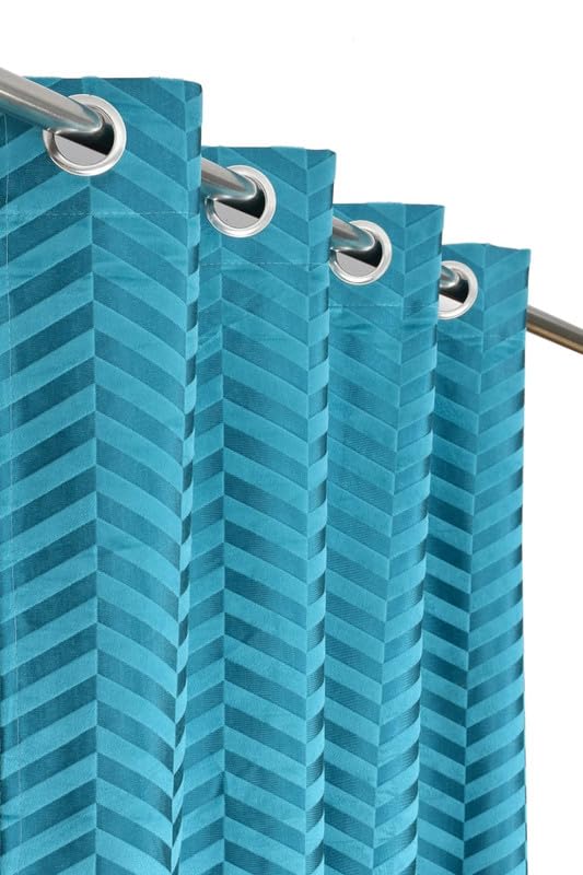 BDecorlish Heavy Soft Abstract Velvet Solid Emboss Texture Zig Zag Design Room Darkening Long Door Curtains 9 feet Long Set of 2 | Parde for Living Room and Bedroom | Eyelet Rings | Aqua Curtain (B0CW3SK8TD) Amazon Price History, Amazon Price Tracker