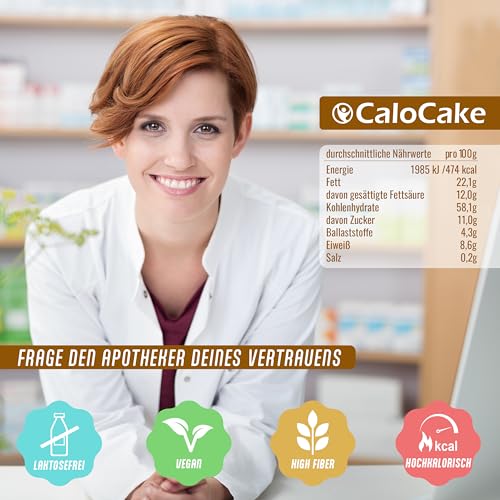 Nahrung hochkalorisch für Gewichtszunahme | Ausdauer- & Energieriegel mit viel Protein & 592 Kalorien | Mahlzeiten Riegel vegan & laktosefrei | CaloCake von CaloVital 24er Box (Cookies & Cream)