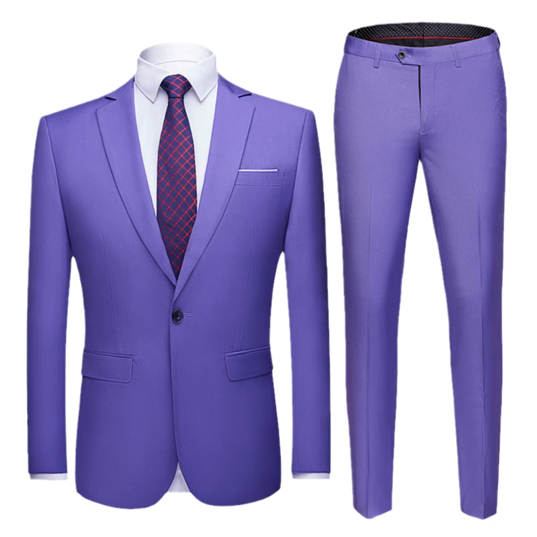Męski garnitur slim fit, męski garnitur 2-częściowy zestaw, marynarka, kamizelka spodnie, męski garnitur smokingowy, 1 przycisk Zi Luo Lan, XL
