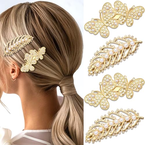 Barrettes à cheveux papillon en strass pour mariage et coiffure de soirée chic