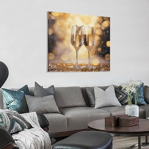 Toile murale abstraite 2 verres de champagne 40x40 cm