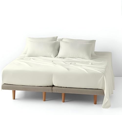 Juego de sábanas Split Cal-King, juego de 7 piezas, juegos de sábanas divididas para cama ajustable, sábanas 100% algodón egipcio, sábanas con