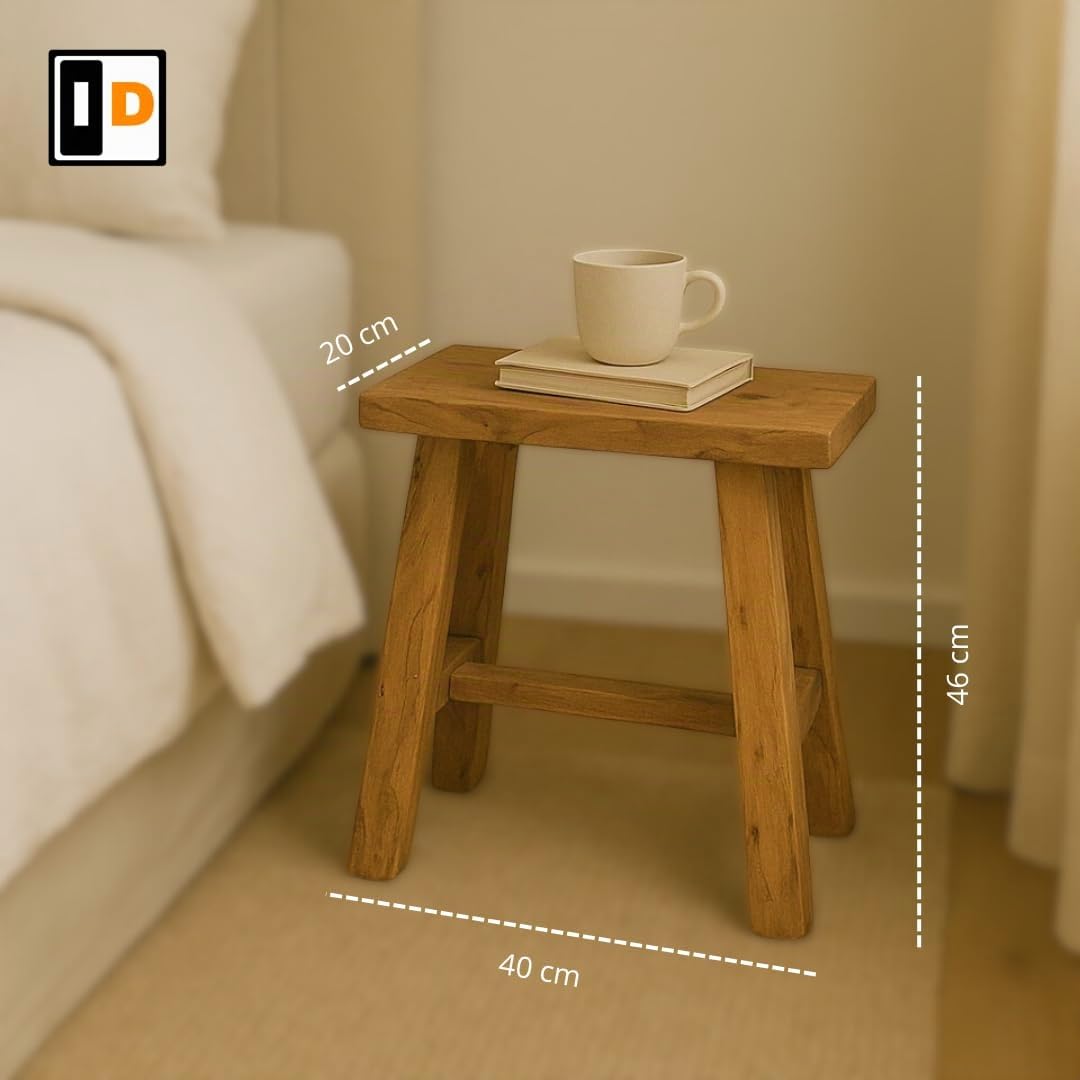Tabouret en teck fait main 40 cm (Naturel)