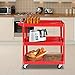 TUFFIOM 3 Tier Rolling Tool Cart, 330 Lbs Capacity, Red, 3 Shelves Steel Utility Cart for Garage, Workshop, Warehouse & Repair Shop