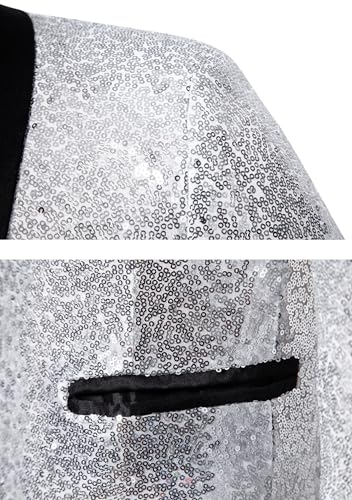 WIWIQS Men's One Button Sequin Suit Jacket Formal Slim Fit Sparkly Blazer Glitter Wedding Party Tuxedo Sport Coat3