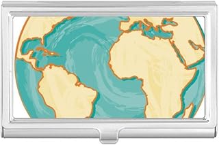 Earth Blue Ocean Yellow World Business Card Holder Case Pocket Box Wallet