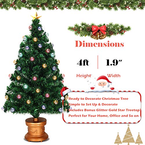 Bestcomfort 3Ft/4Ft Pre-Lit Fiber Optic Fireworks Christmas Tree With Multicolored Led Lights In Gold Base #TOP6
