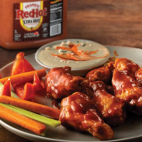Frank's Redhot Xtra Hot Cayenne Pepper Hot Sauce, 1 Gal - One Gallon Of Extra Hot Cayenne Pepper Hot Sauce With 3X The Heat, Best For Wings, Pizza, Sides, Snacks, Bar Bites And More #TOP3