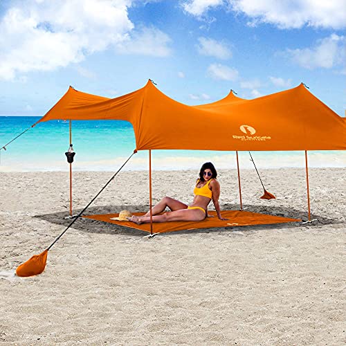 Red Suricata Family Beach Tent & Beach Canopy, Matching Sand Free Beach Mat Blanket & 2 Beverage Holders Bundle - Upf50 Uv Sun Shade Shelter thumb #1