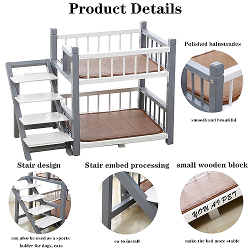 Litera para perros con escaleras y cama doble extraíble 6
