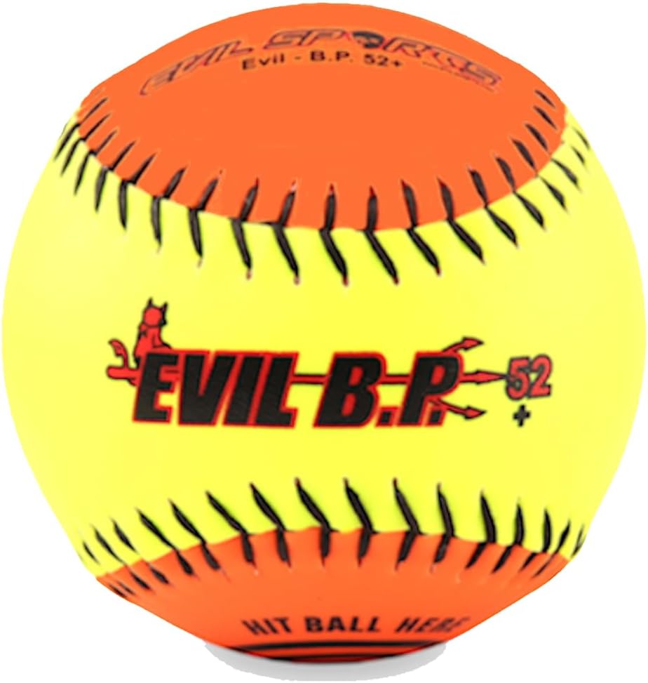 Evil Sports12 Inch BP52 Or Rocket Softballs, The Original Two Tone Training Balls for Batting and Pitching Practice, Fastpitch or Slowpitch, 12 Count or 36 Count