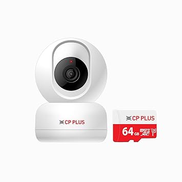 CP PLUS 3MP Full HD Smart Wi-Fi CCTV Home Security Camera | 360 with Pan Tilt | 2 Way Talk | Motion Alert | Night Vision | 64GB Card SD Card in Box (Up to 128 GB) | Alexa & Google Support | CP-E36AM