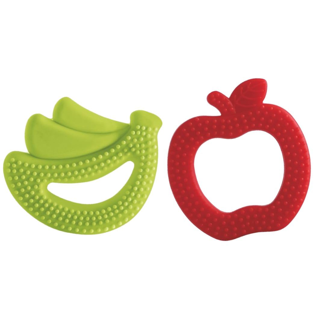BeeBaby Silicone Baby Teether for Newborn Babies, Fruit Shaped Soft Teething Toys with Storage Case, BPA Free Food Grade Silicone, Safe Chew Toy, BIS Approved (Yellow_Banana & Green_Apple) Pack of 2-image-39