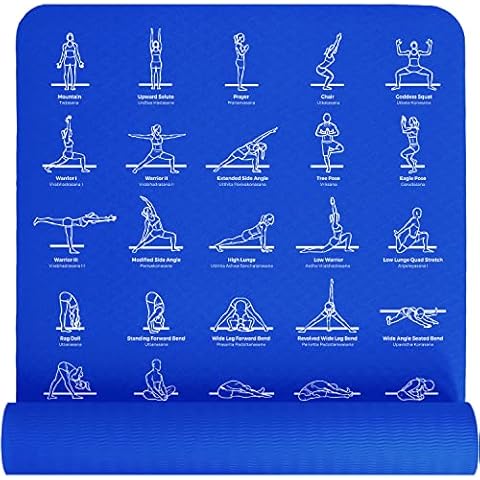 Plyopic Printed Poses Yoga Mat - Fast Track Your Development from Beginner to Pro | Yoga Teacher Designed with 70 Self-Guided Printed Yoga Poses and 14 Sequences | Large, Thick, Non-Slip, Eco-Friendly Cover